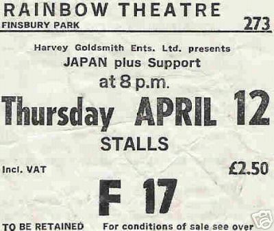 Ticket stub from the Rainbow show